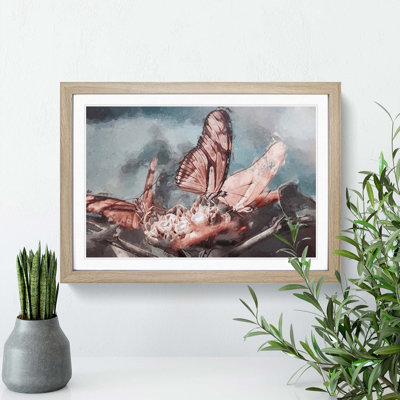 Pink Butterflies in Abstract - Framed Print