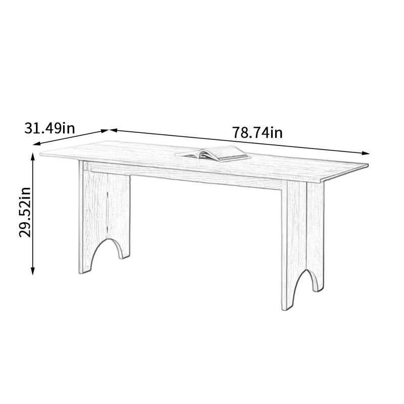 Table longue classique en bois de cerisier durable, H 29,52 po x L 78,74 po x l 31,49 po