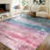 Leyat Washable Abstract Rug Ombre Distressed Non Slip Stain Resistant Low Pile Indoor Carpet