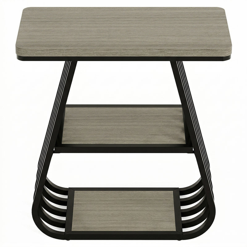 Pedestal End Table, Grey, 1