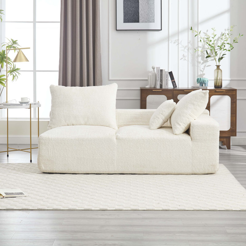 Canapé en chenille pleine mousse avec 2 coussins - aucun assemblage requis, Chenille beige