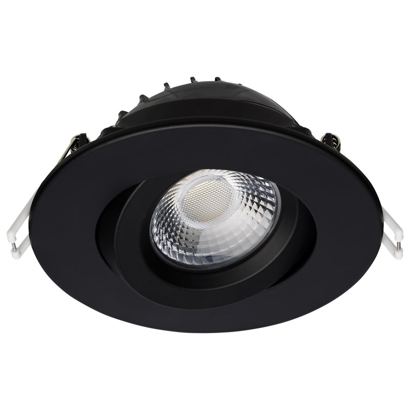 4" Round Adjustable Trim Selectable Color Temperature Dimmable Air-Tight IC Rated LED Canless Recessed Lighting Kit, Black