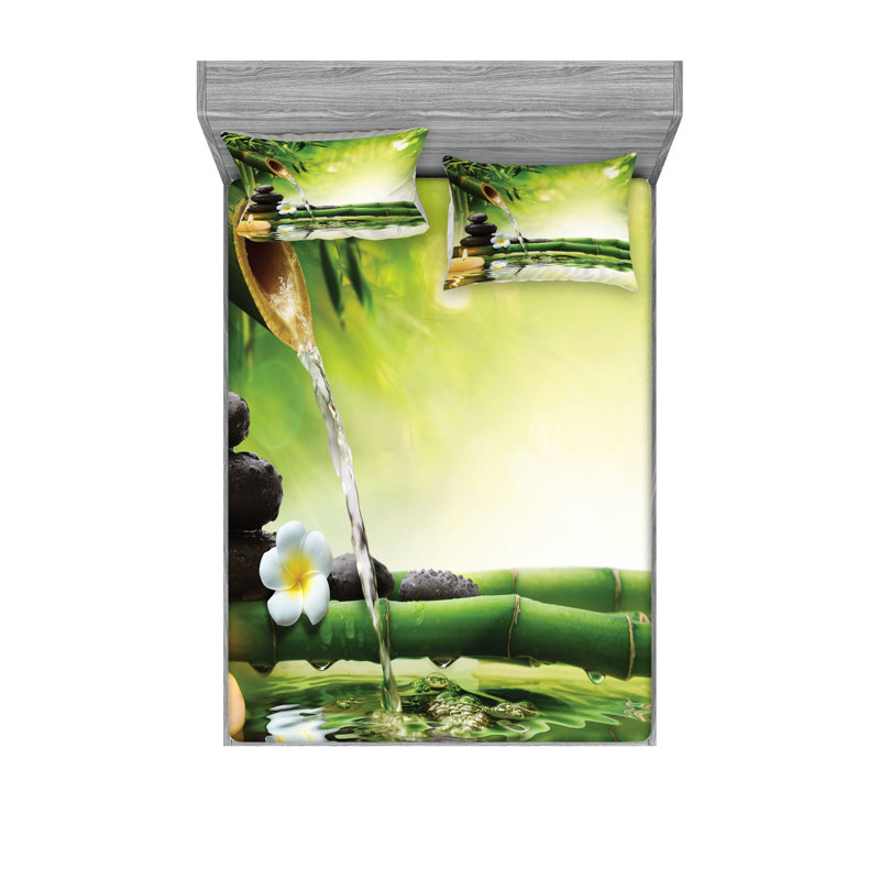 Multicolore ensemble de draps et taies décoratives à thème Ambesonne Spa, Ensemble de draps pour grand lit avec 4 taies d'or