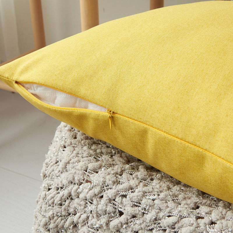  Linen Blend Throw Square Indoor/Outdoor Pillow Cover, Yellow, 18" x 18"