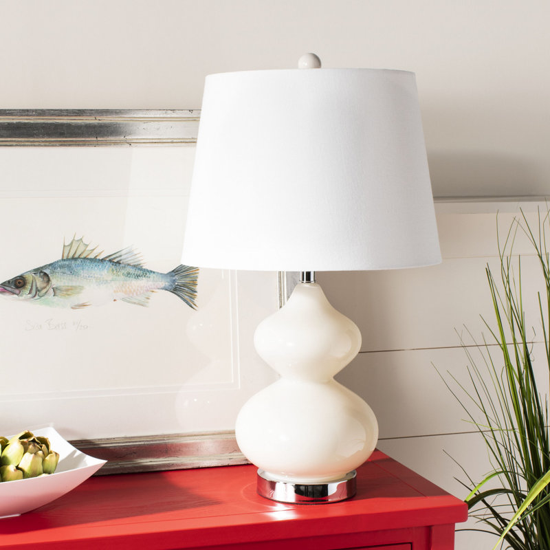 Lampe de table en verre Courtney, Perle