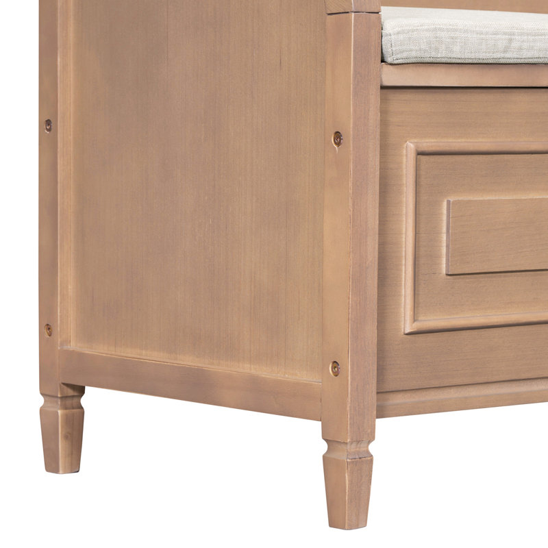 42" Wide Shoe Storage Bench with Cushion Entryway Bench Flip Top Storage Bench, Brown