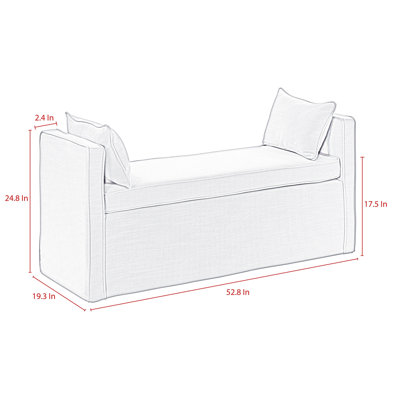 Ramvir 53" Paisley Linen Upholstered Bench