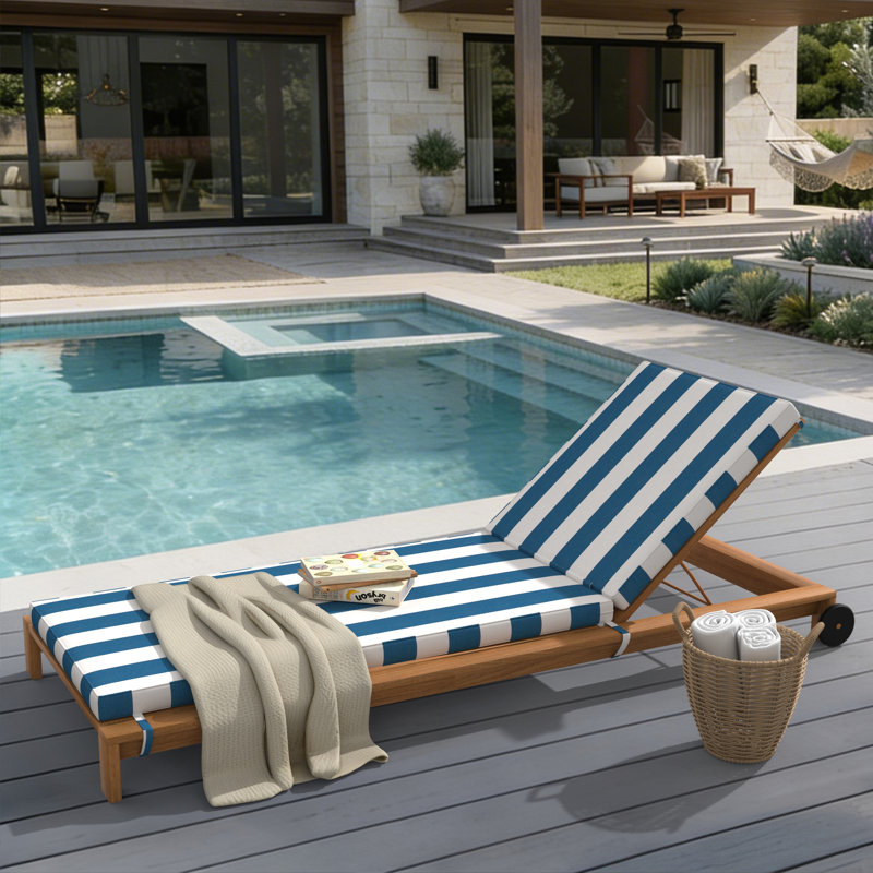 Sunbrella® Outdoor Chaise Cushion, 26" W x 80" D, Sunbrella® Cabana Regatta