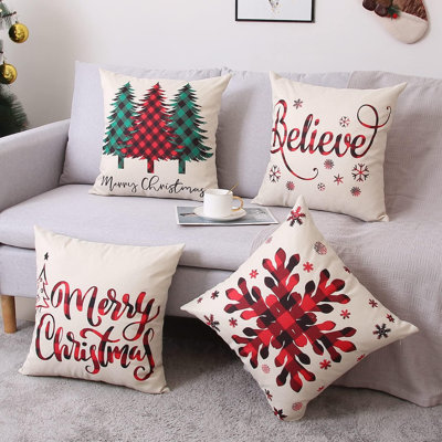  Housse de coussin en lin imprimé