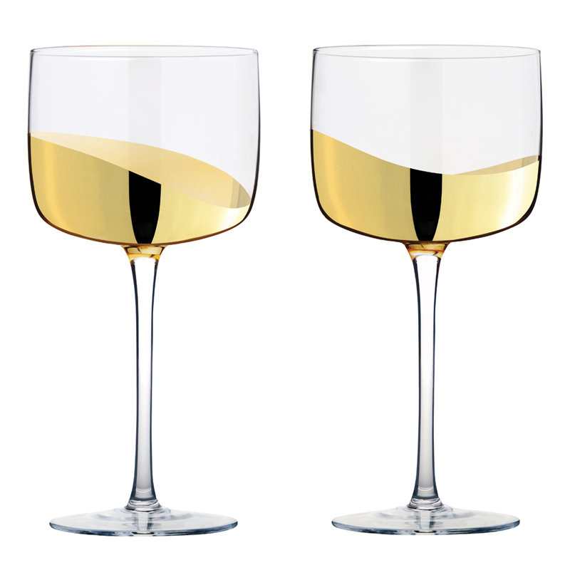 Wave Gin Glasses, Gold/Clear