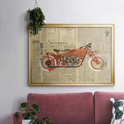Toile tendue avec châssis rétro vintage rouge prêt à accrocher