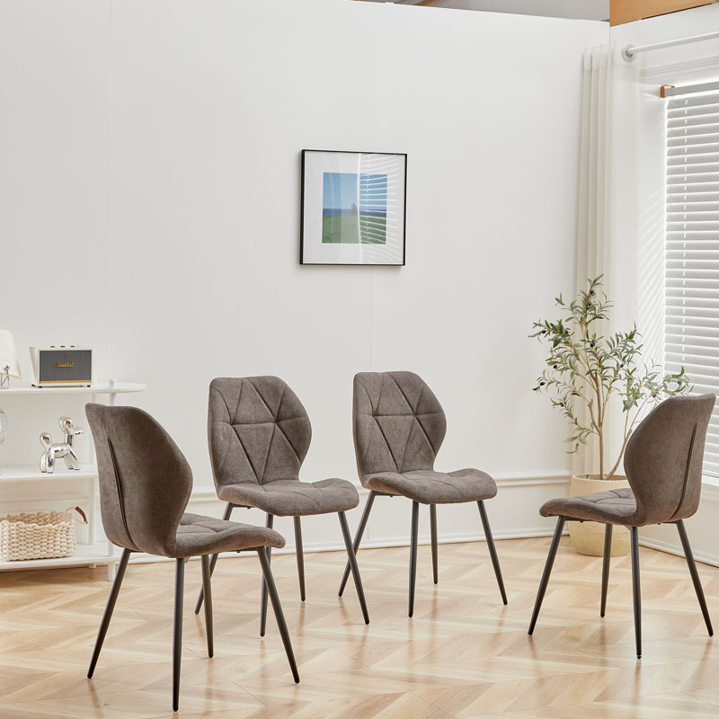 Miko 50cm H Velvet Upholstered Metal Side Chair, Black