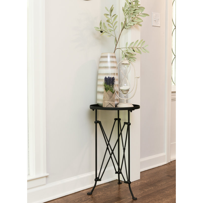 Obsidian Marble Tray Top End Table, Black, Black
