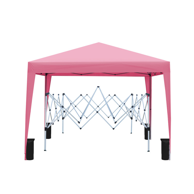 Pavillon de jardin extérieur 13 pi x 10 pi avec double toit et rideaux détachables, beige