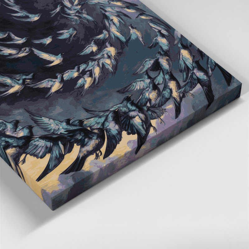 Birds European Starling Grey Canvas Wall Art, 20" H x 30" W