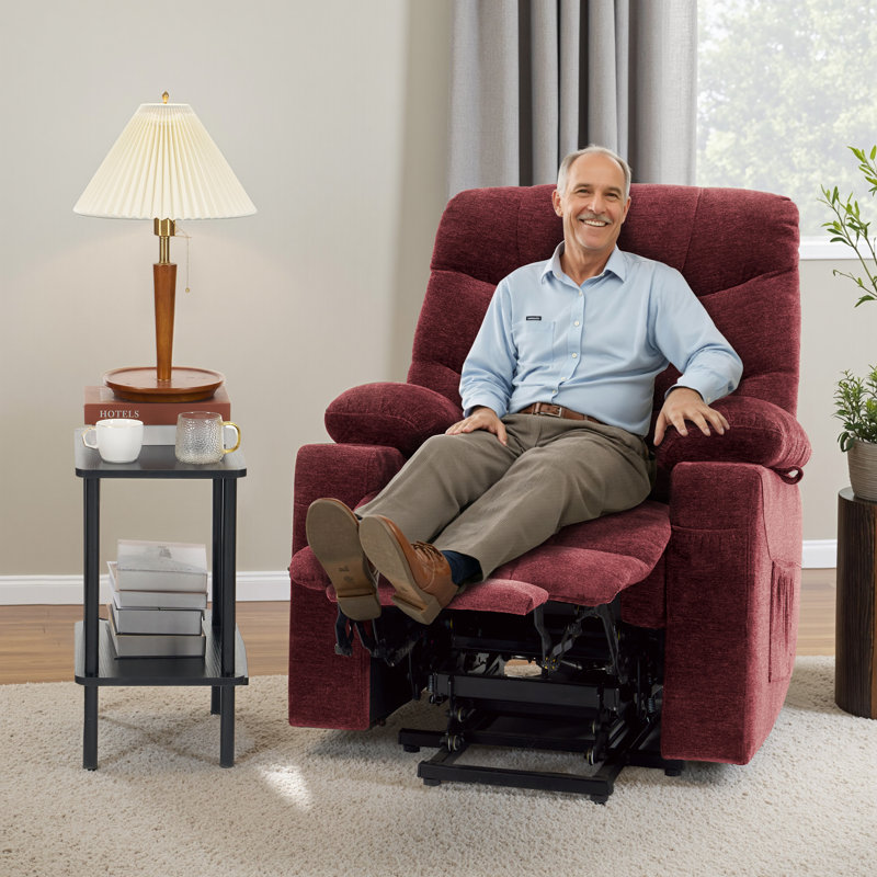 350lbs Power Lift Recliner with Extended Footrest, Cup Holder and USB Type C Charger, Burgundy