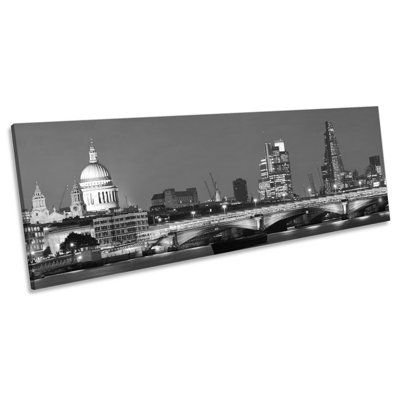 City Of London Skyline B&W - Wrapped Canvas Panoramic Art Prints