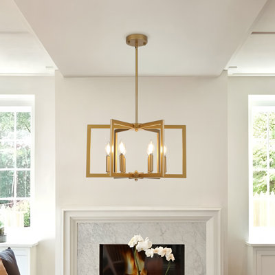 6-Light Dimmable Geometric Square/Rectangle Chandelier