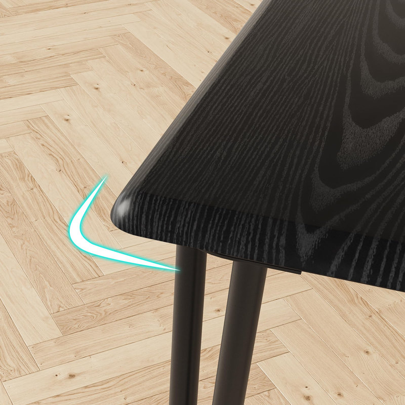 Ensemble de table de salle à manger 3 pièces pour 2 personnes - Structure en métal noir peu encombrante - Chaises rembourrées - Parfait pour un appartement, une cuisine ou une salle à manger - Noir