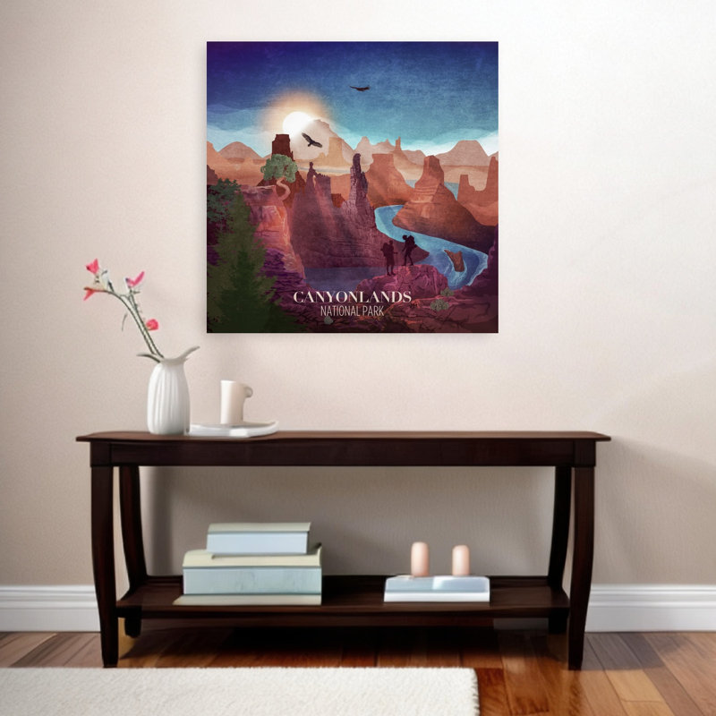 Canyon, lever de soleil, Vista, oiseau rétro, montagne, impression murale, H 36 po x l 36 po