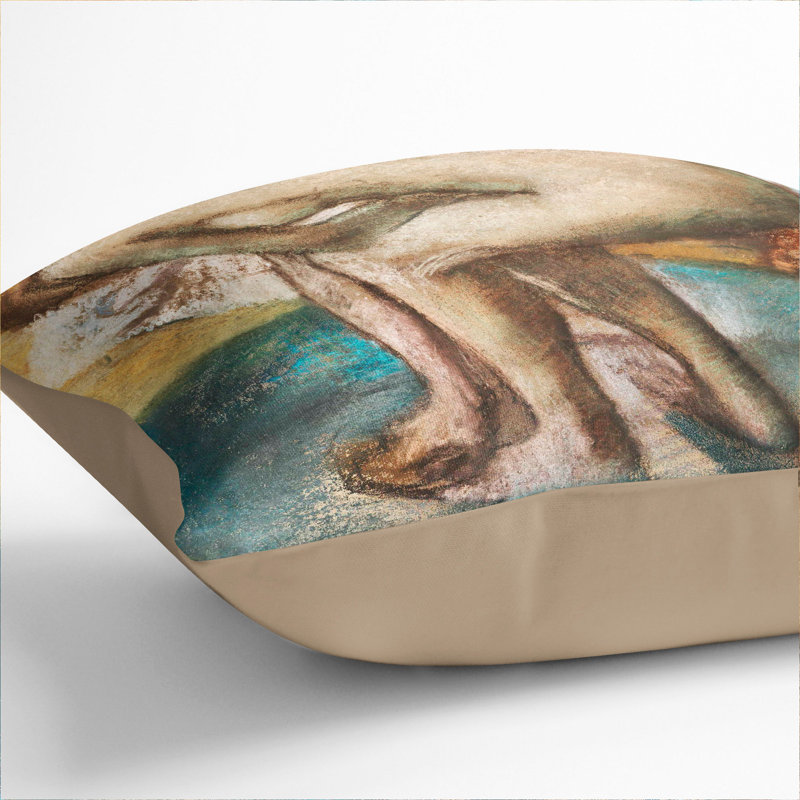 Nude Woman Bathing Square Throw Cushion, Stone, 40cm H x 40cm W x 15cm D