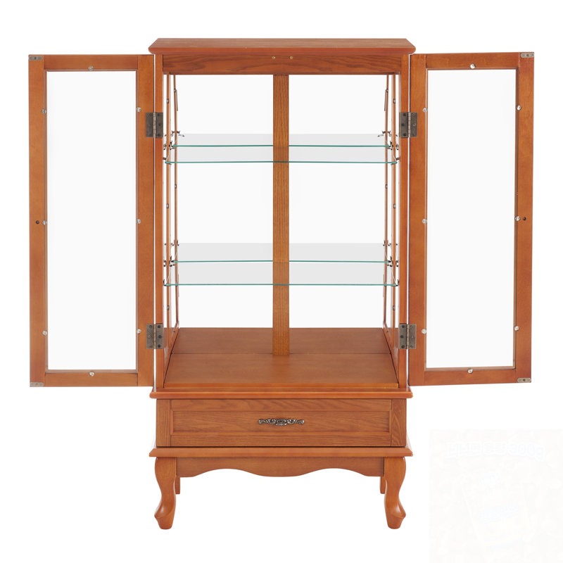 Lighted Accent Cabinet with Adjustable Glass Shelves and 1 drawer