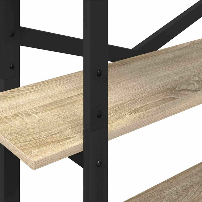 100cm W Steel Etagere Bookcase, Sonoma Oak, (5 Shelves) 178cm. H x 100cm. W x 33.5cm. D