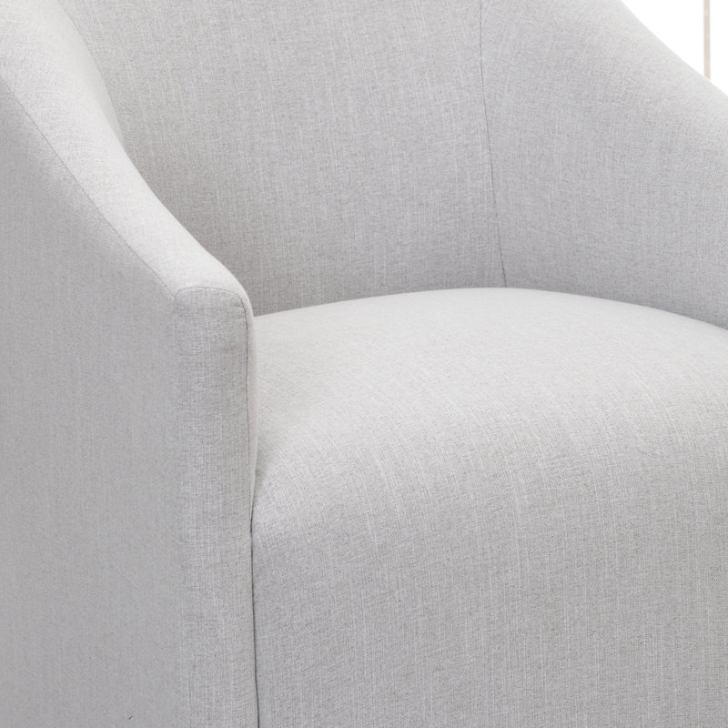 25" Wide Modern No Assembly Linen Barrel Back Upholstered Dining Armchair with Interchangeable Casters & Fixed Feet