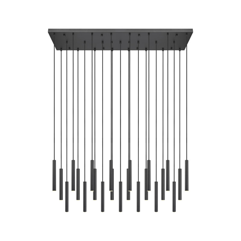 Lustre linéaire noir mat 23 lumières Mahlum, Noir mat, 194.4" 
