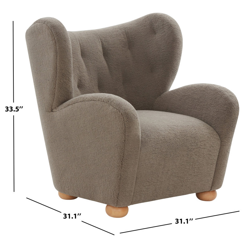Galloway Wingback Accent Chair, Brown Faux Shearling