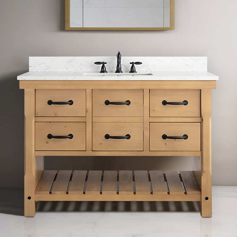 Meuble-lavabo simple autoportant avec comptoir en quartz l 48 po Barron