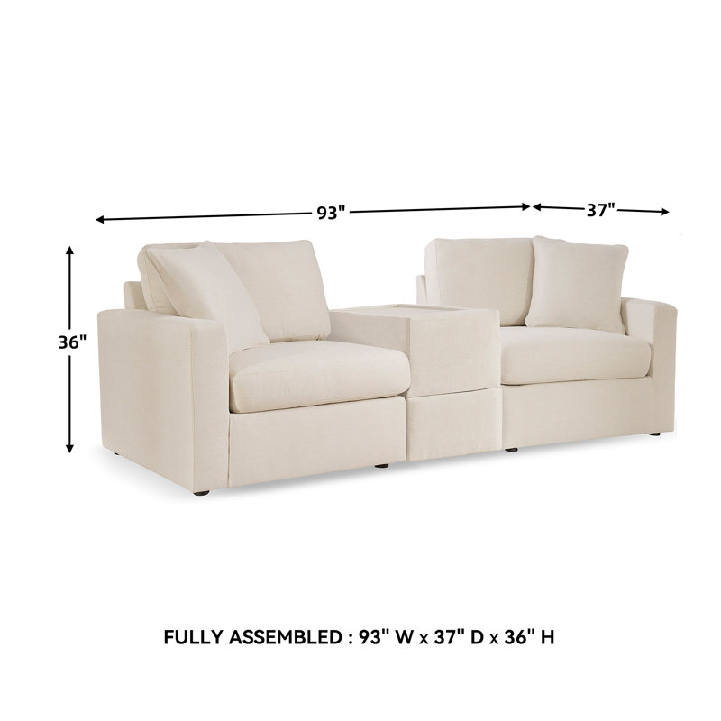 Braintree 3-Piece Sectional With Storage Console, Beige Polyester