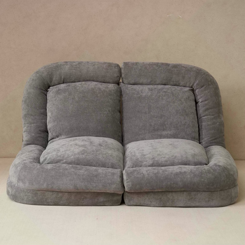 Canapé-lit convertible simple pliable, gris, partie gauche du produit complet., Gris