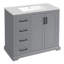 Meuble-lavabo moderne gris 36 po avec lavabo en céramique, charnières à fermeture en douceur, 3 tiroirs, tablette réglable, vaste espace sous le lavabo, design avec finition, portes, armoire, expérience silencieuse-332357013