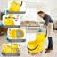 Heavy Duty 35 Quart Commercial Mop Bucket – Large Capacity Side Press Wringer with Wheels for Professional Floor Cleaning in Kitchens, Restaurants, Offices, Industrial Settings, Yellow-901402275