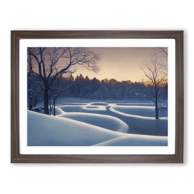 XH1022-10188X Winter Forest Landscape Vol.4 1 Piece Single Picture Frame Wall Art, 25cm H x 34cm W x 2cm D, Walnut