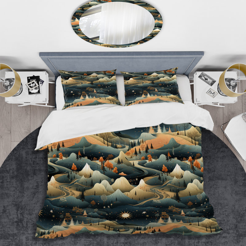 Whirlwind Montain Adventure Landscape - Ensemble de housse de couette abstrait