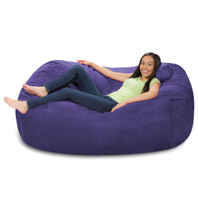 Fauteuil à billes - Grand fauteuil à billes en mousse viscoélastique déchiquetée de 6 pieds - Housse en microfibre amovible et lavable à la machine - Canapé confortable pour 2 personnes de marque bretonne pour la lecture, la détente et les jeux, e