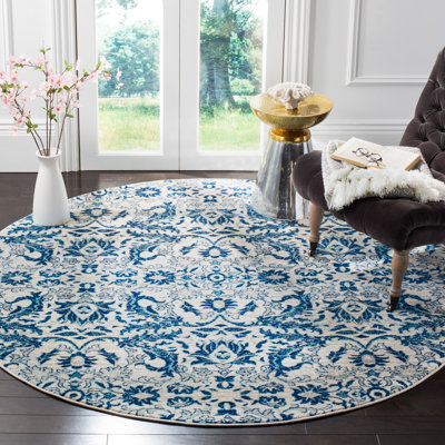 Alessia Floral Ivory/Blue Area Rug