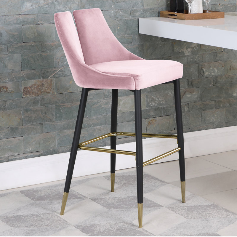 Cowans Upholstered Velvet Counter Stool, Pink Velvet