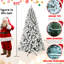 Arbre de Noël enneigé 5 pi enneigé avec 200 lumières blanches chaudes, 551 pointes, dépliage automatique et support en métal pour un look des Fêtes, stable-734810535