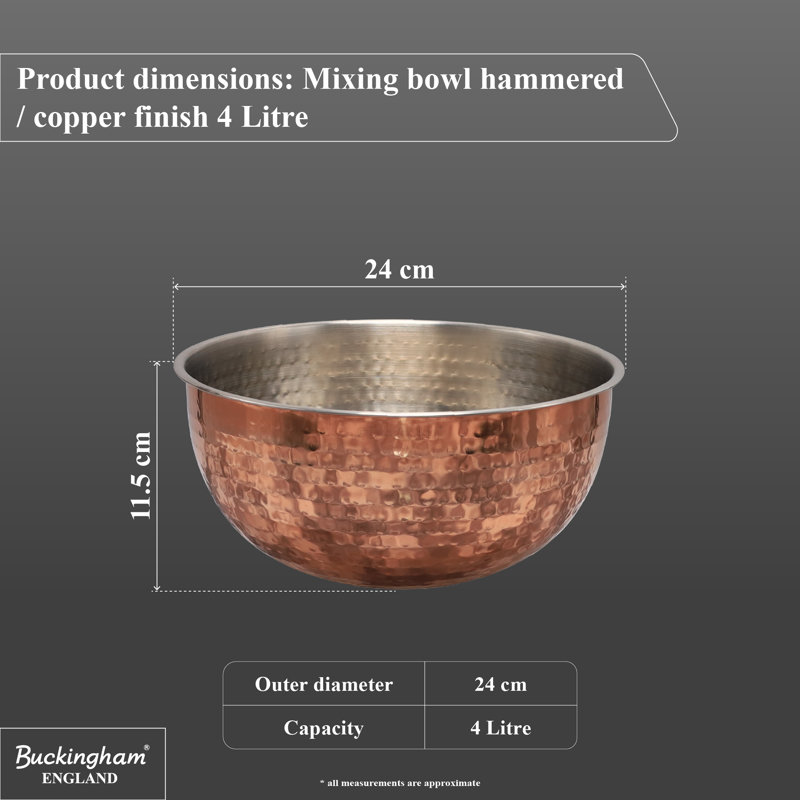 Buckingham Stainless Steel Mixing Bowl Hammered & Copper Finish  , 24cm