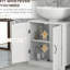 Commode blanche pour lavabo de salle de bain avec tablette réglable pour une utilisation pratique, couleur, maximise l'espace