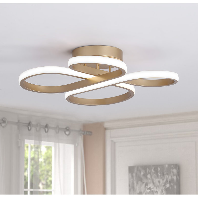 Thissell 1 - Light 20.47'' Unique/Statement Modern Linear LED Dimmable White Light Flush Mount, Gold