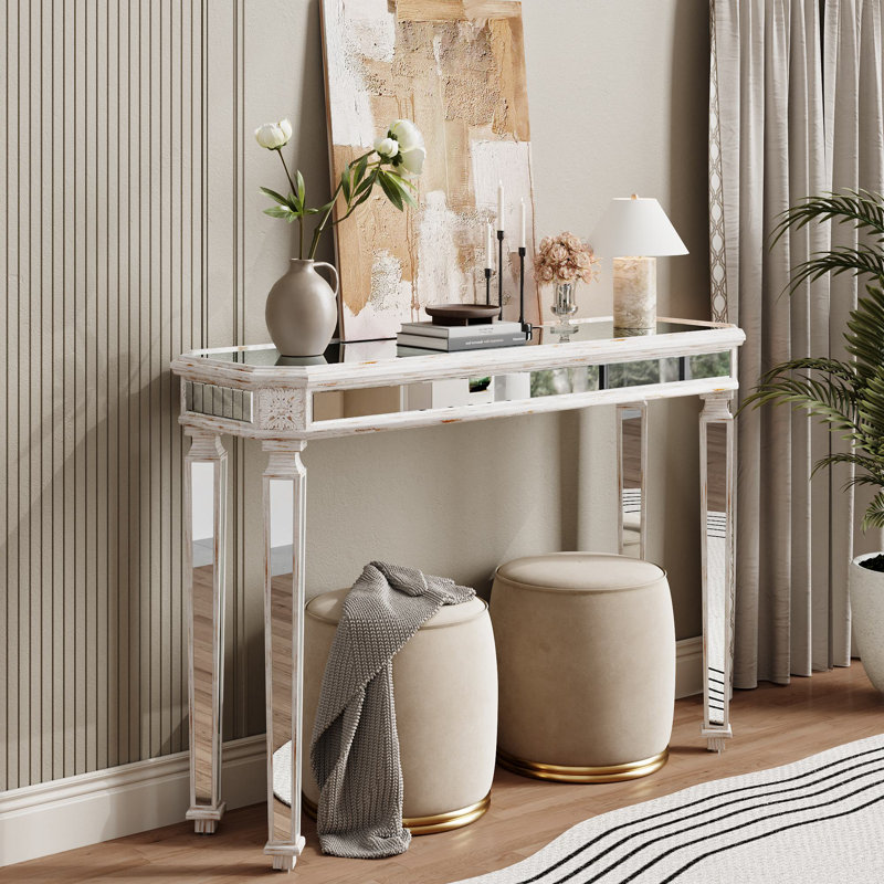 Chasidi 48''W Mirror Console Table, Silver