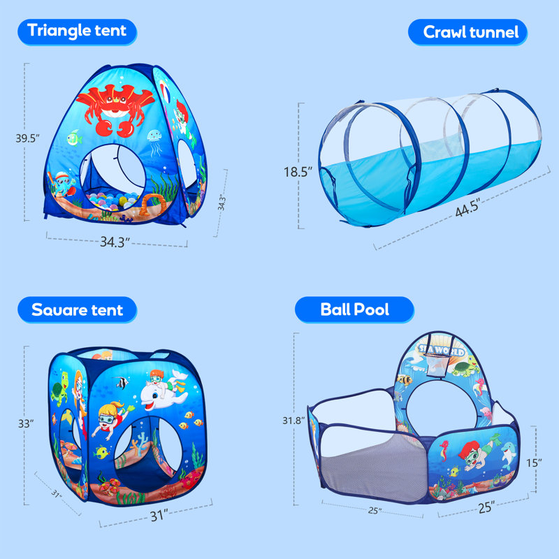 Tunnel de jeu intérieur en polyester 110 'x 115' avec sac de transport