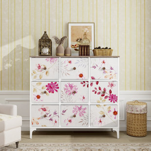 Nyima Dresser for Bedroom with 10 Drawers, Tall White Dresser Organizer with Wood Top & Leather Front Mercer41