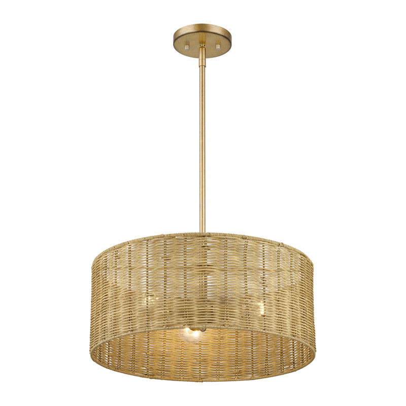 Lustre suspendu 3 lumières Weavington, Doré