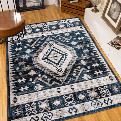 Area Rug Vintage Bohemia Large Persian Non-Slip Washable Rug For Living Room Kitchen Bedroom Living Room Geometry