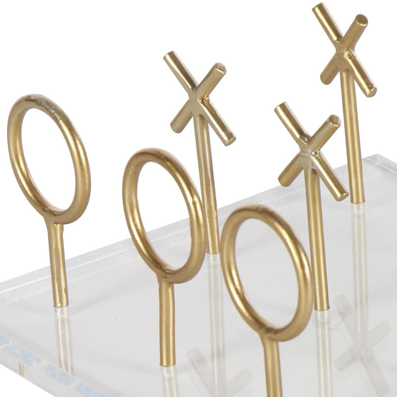 Gold and Clear Acrylic Tic Tac Toe Game Set